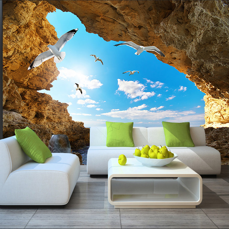 Us 17 54 35 Off Beach Tropical Wall Mural Custom 3d Wallpaper For Walls Seagull Photo Wallpaper Kids Bedroom Decor Tv Backdrop Ocean Wallpaper In