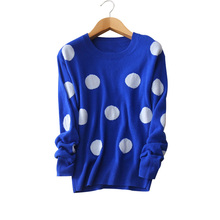4 colors 100% cashmere white dot sweaters Women’s winter/autumn knitting pullovers O-neck long sleeve outwear