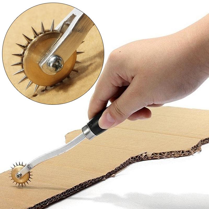 sistema de repujado pr/áctico Marcador de rueda espaciador para bricolaje perforador hecho a mano arte de costura herramienta de artesan/ía de cuero americano costura en casa mango de madera