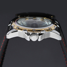 Men watch 2015 Winner skeleton watch with gold color bars index black silicone band free shipping