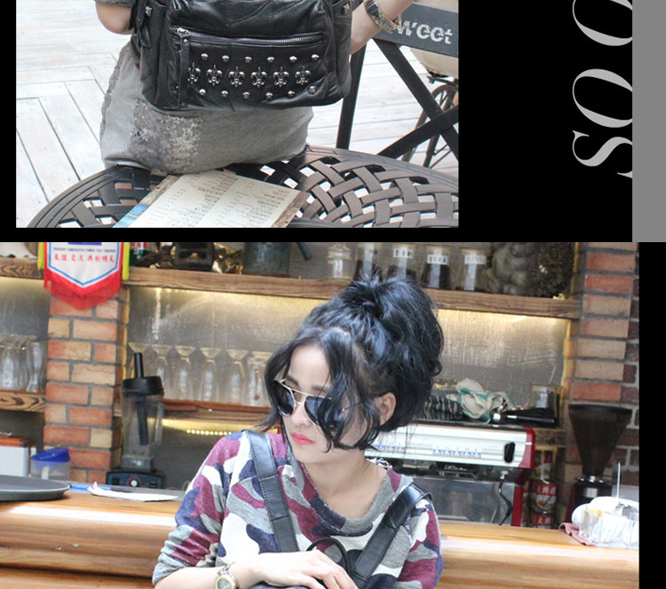 2015 South Korea Style New Campus Wind Rivet Fashion Bags Leather