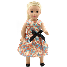 Handmade 15 Colors Dot Floral Princess Dress Doll Clothes for 18 inch Dolls American Girl Doll Clothes and Accessories D-10
