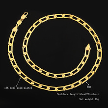 New fashion Chain Necklaces 18K Stamp men women s Real Gold Plated necklace Free shipping necklace