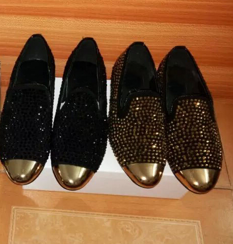 black with gold dress shoes