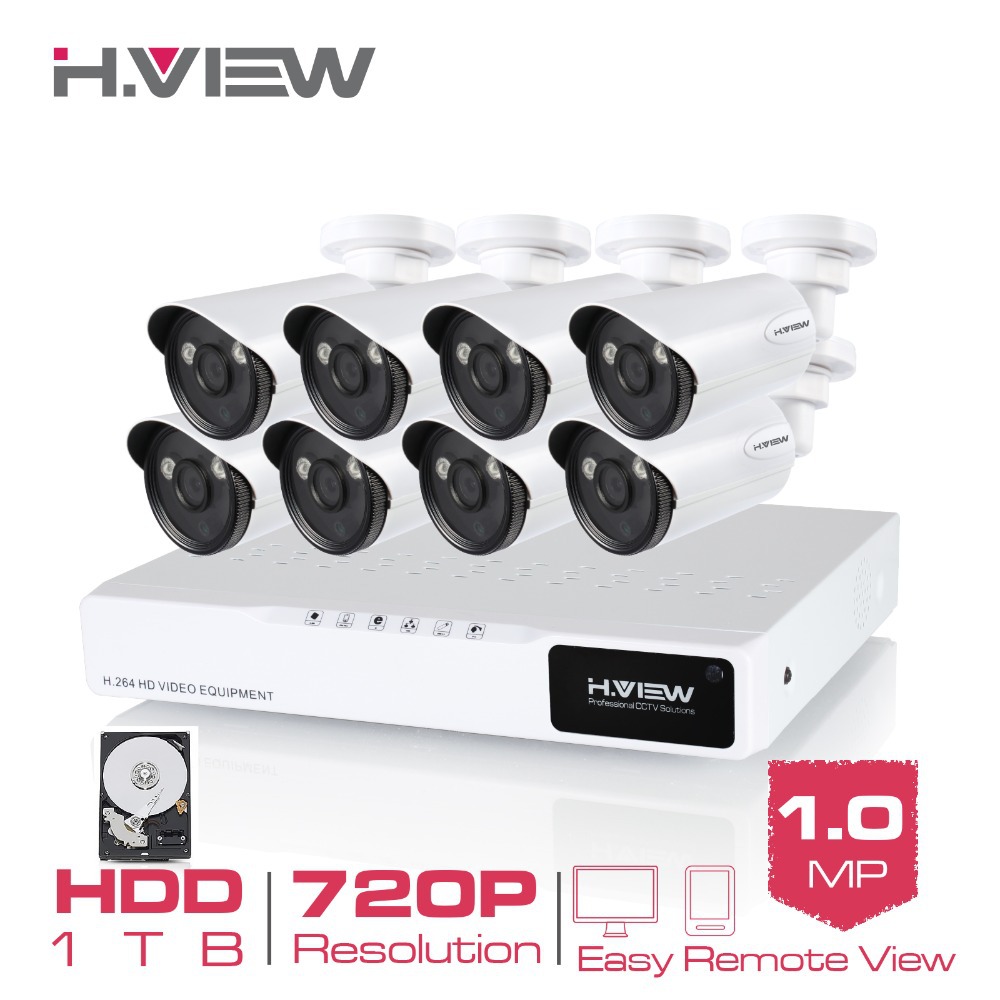 H View 8CH CCTV System 8CH AHD CCTV DVR 1TB HDD 8 1 0 MP IR
