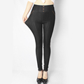 2016 Autumn Ladies High Waist Pant Fake Denim Cotton Soprts Women s Leggings Super Stretch Trousers