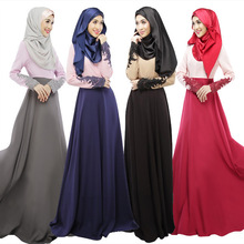 New Design Women Abaya Jilbab Islamic Muslim Cocktail Female Long Sleeve Vintage Maxi Dress Islamic Clothing for Women WL3006