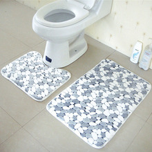 2pcs/set PVC Mesh Coral Fleece Non Slip Bathroom Mat 40*50+50*80cm