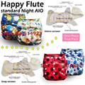Happy Flute onesize baby cloth diaper Night AIO hook and loop snap closure with sewn in