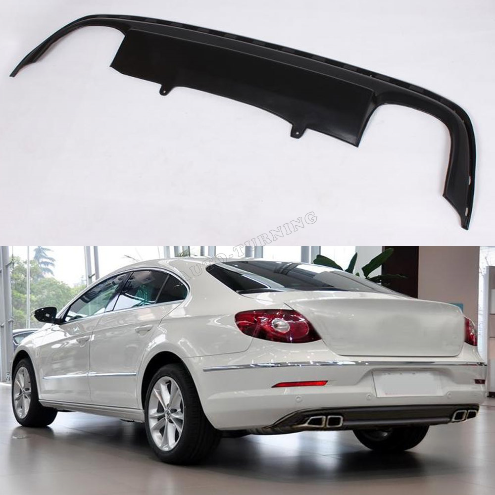 JC Style PU Unpainted Black Primer Dual Exhaust Rear BUmper Lip Diffuser For VW Passat CC 09-12(Fits for 09-12 Passat CC)