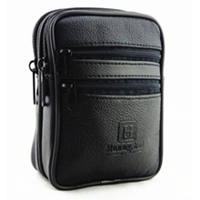 TEXU Black Fauxl Leather 4 Zippered Pocket Belt Loop Waist Bag