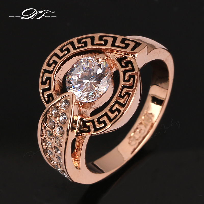 Hot Vintage Wedding Finger Ring Wholesale CZ Diamond 18K Rose Gold Plated Crystal Engagement Jewelry For