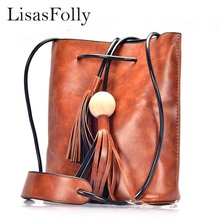 Women Designer Messenger Bags Leather Tassel Bucket Crossbody Bag Female Vintage Small String Bags 2015 New Bolsos Femininas