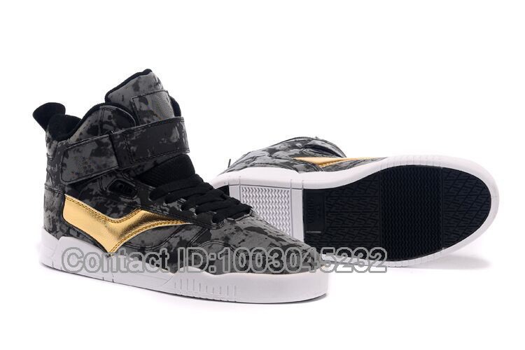 Wholesale Justin Bieber Supring Black Gray Gold Army Camouflage High Top Skate Shoes_1