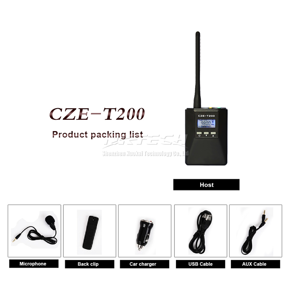CZERF PLL Stereo FM Transmitter 0-0.2W Radio Broadcast Station 1000mAh Battery