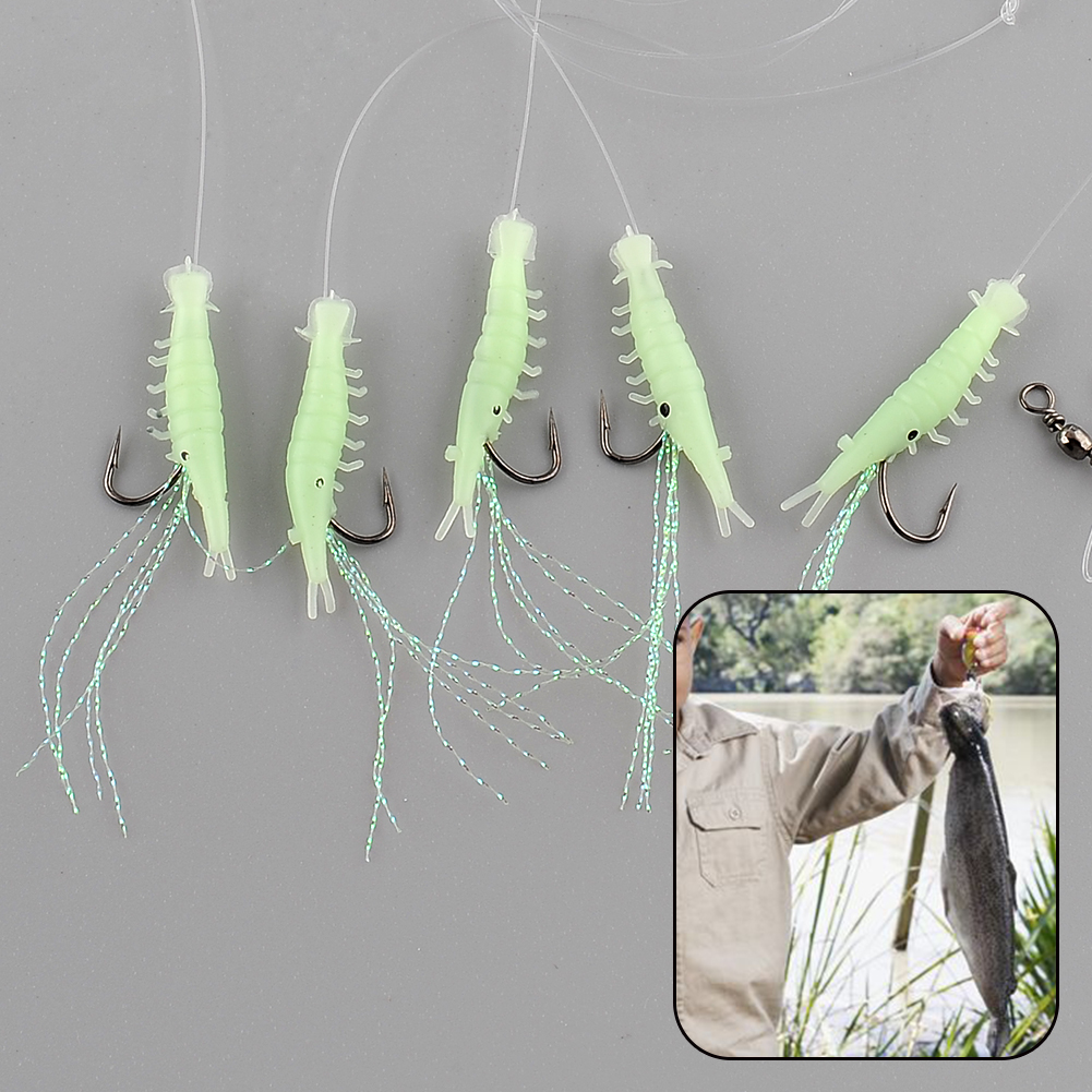 New Sabiki Soft Fishing Lure Rigs Luminous Shrimp Bait Jigs Soft