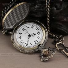 PQ060 High Quality Vintage Carriage Bronze Analog Quartz Casual Men s Pocket Watches Chain