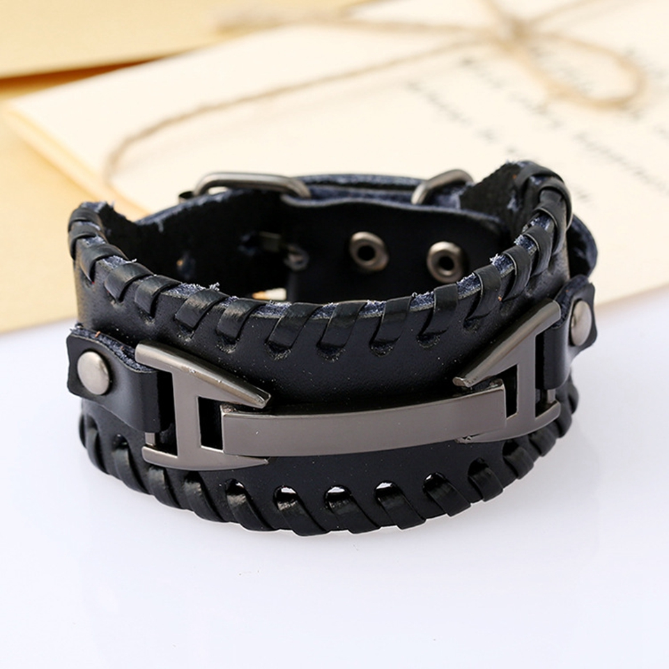 Online Punk Male Bracelet Wide Genuine Cowhide Leather Cuff 3544132235 2118088041 3544488691 3544135214 2705703159 2705688920 2705694937 2702608193