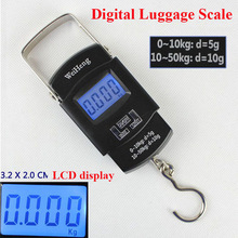 New 50kg 10g LCD Display Digital Portable Electronic Travel Luggage Fishing Weight Hook Hanging Scale Free