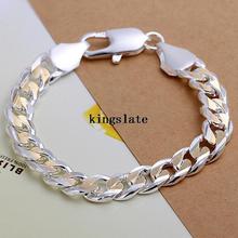 factory wholesale H113 Beautiful fashion men 925 silver charm solid 10mm 18K gold plated Bracelet high quality Gorgeous jewelry