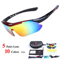 Sports cycling sunglasses with 5 Set Interchangeable Lenses for Biking Fishing Running Driving Golf Baseball