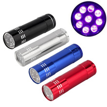 1pc Mini Aluminum Portable UV Ultra Blacklight 9 LED Flashlight Torch Light Lamp