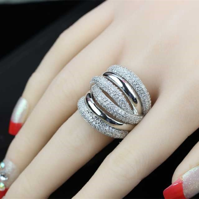 Free Shipment Designer Style Women Fashion Sterling Silver With Platinum/Gold Plated Zircon Ring