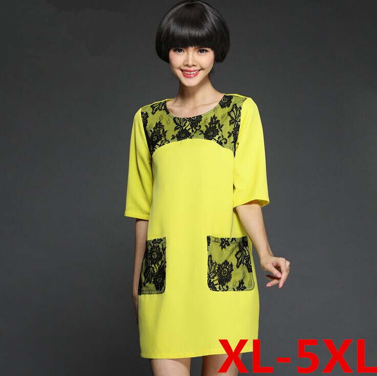 xl 5xl size dress 2015korean style plus size half sleeve black lace patchwork xl 5xl size dress 2015korean style plus size half sleeve black lace patchwork