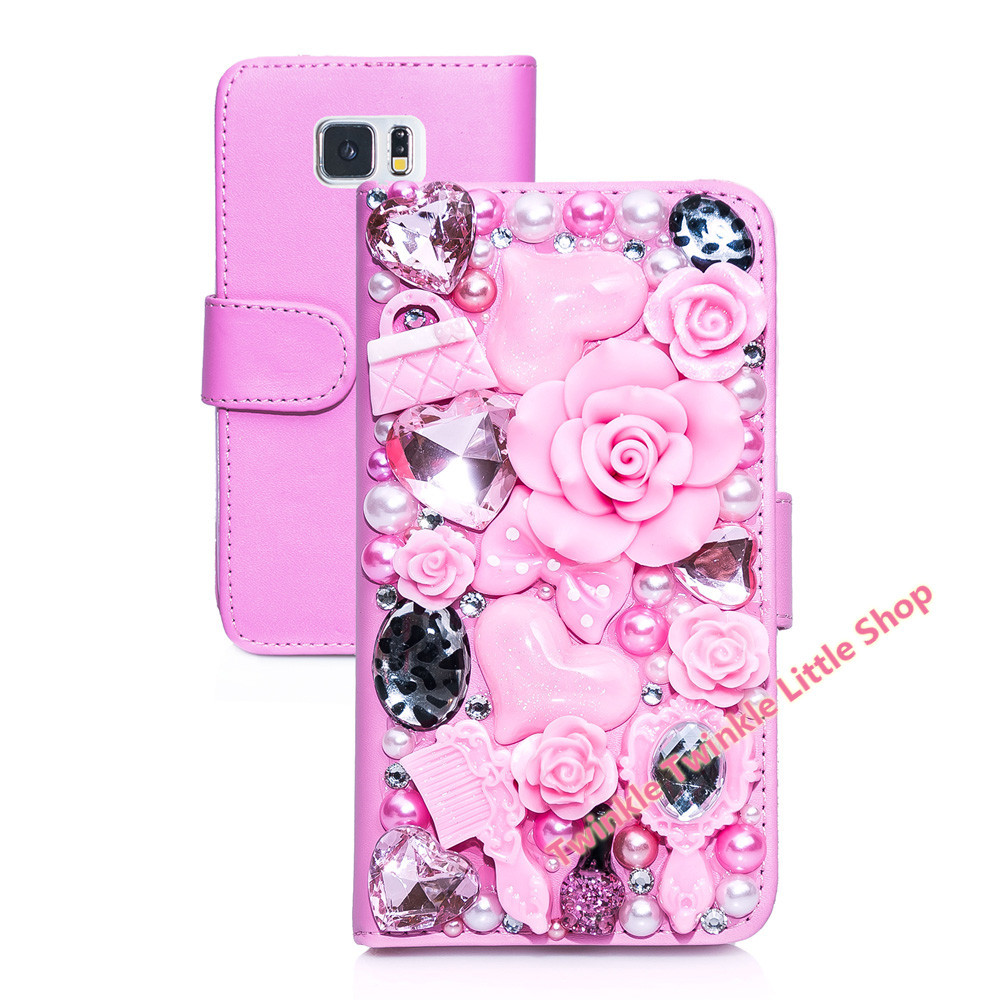 Hot Flower For Galaxy S6 Case Diamond Crystal Flip Wallet Leather Case For Samsung Galaxy S6