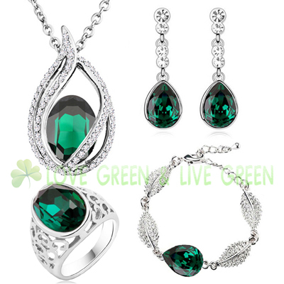 Emerald green fashion queen kate wedding bridal 18KGP austrian Crystal ...