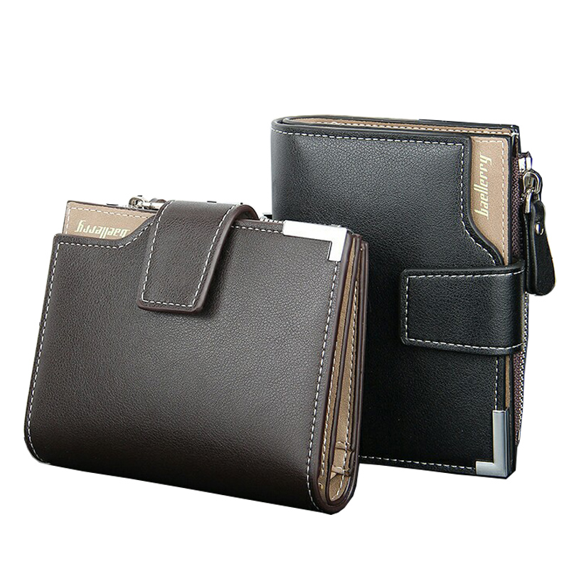 Men Short Wallets Balck Brown Bifold Wallet Mens Brand Genuine Real