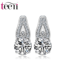 Teemi Real 925 Sterling Silver Jewellery Brinco Vogue CZ Zircon Stud Ladies Luxurious Cubic Zirconia Earrings Manufacturing facility Wholesale