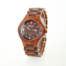 Free shipping 2014 Bewell Fashion Design Natural Rose Wooden Wrist watch For Man and Support Whholesale