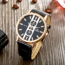 2016 Men’s Business PU Band Automatic Electric Wrist Watch Fashion Stainless Steel Metal Casual Round dial erkek kol saati