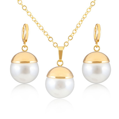 fashion jewelry sets high quality plating 18k gold large pearl jewelry ...
