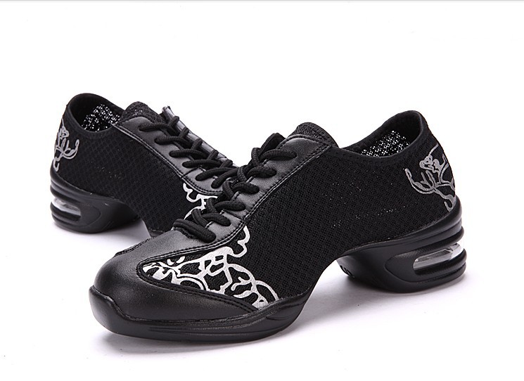 size newest Ladies Dance Fashion Womens Leather With Net Upper Dance Sneakers size newest Ladies Dance