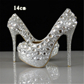 Women Rhinestone high heels Elegant wedding shoes Bling diamond high heeled Crystal Glass Shoes Plus size