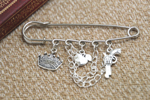 12pcs Sherlock inspired Moriarty themed charm with chain kilt pin brooch (50mm)