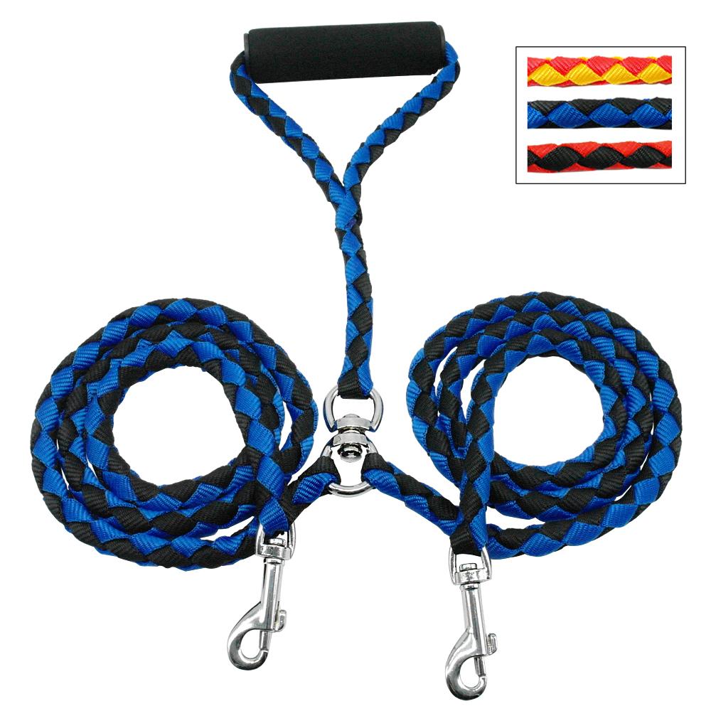 Nylon Dual Dog Leash No Tangle Double Dog Leash Coupler For 2 Dogs