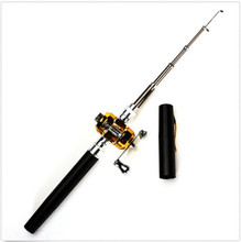 1pc Mini Pocket Aluminum Alloy Fishing Rod Pen Shape Fishing Rod Pole Fish Reel  S061