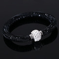 Fashion elegant magnetic bangles crystal love cuff bracelets for women diy vintage silver plated jewelry pulseras
