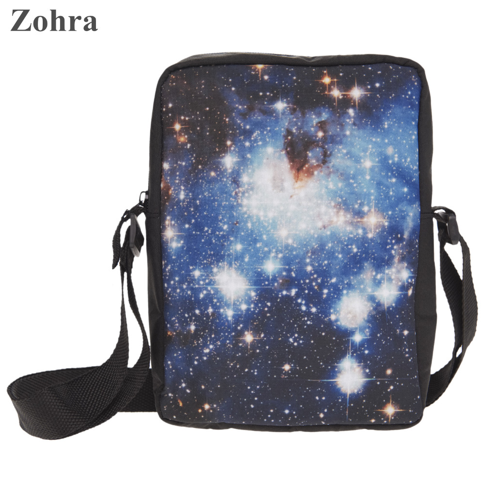 Zohra new brand galaxy blue 3D printing women mini messenger bags handbags clutch bolsas feminina bolsos desigual crossbody bag