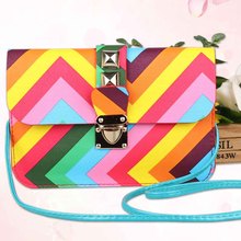 2016 new design fashion ladies spring and summer large capacity rainbow one shoulder bag phone bag rainbow hand bag on sale