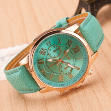 2015 New Fashion Women Dress Watch Bracelet Geneva Roman Numerals Genuine Leather Analog Quartz Wristwatch Casual Watch Relogio