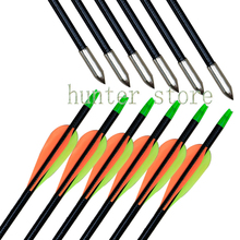 Recurve longbow hunting archery fiberglass arrow 32 fletched arrow feather arrow nock 6pcs for compound bow