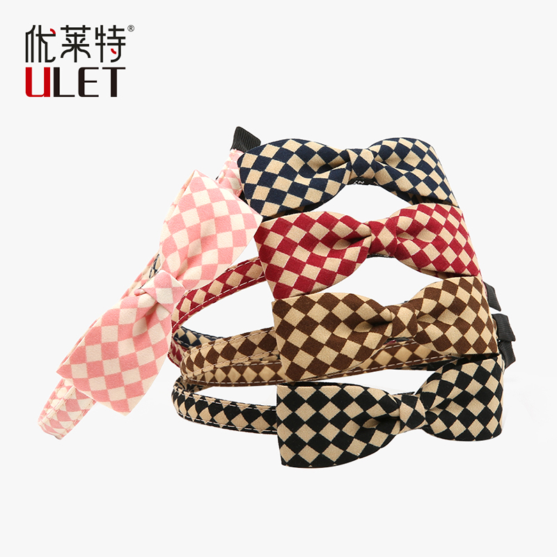 HOT 1 PC Girls Hair sticks Lady Bow Headwear Bands Blue Patchwork font b chequer b