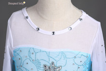 2016 Summer Style Girl Dress Princess Elsa Dress Children Halloween Snow Queen Cosplay Costume Baby Toddler