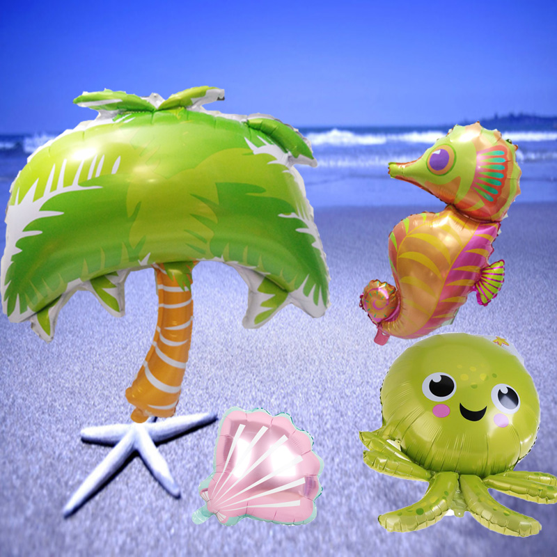 4pcs Large Sea Animals Foil Balloons Pink Shell Octopus Helium Globos Baby Shower Birthday Party Wedding Decor Ocean Beach Balls