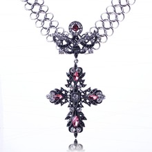 New Arrival Vintage Jewlery Crystal Cross Pendant Necklace Wholesale Price For Lady XL5585