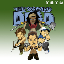 walking dead Rick Daryl Michonne cartoon drawing men unisex short sleeve t-shirt o-neck 100% ringspun cotton free shipping